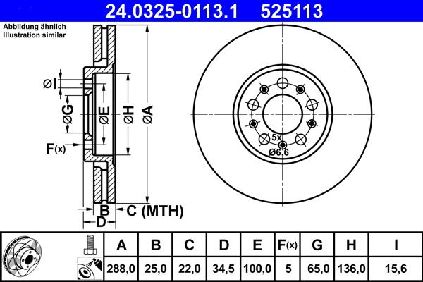 ATE 24.0325-0113.1 - Тормозной диск autospares.lv