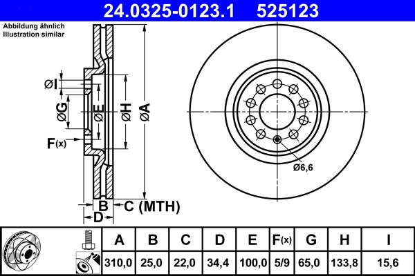 ATE 24.0325-0123.1 - Тормозной диск autospares.lv