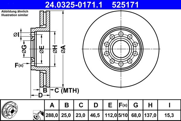 ATE 24.0325-0171.1 - Тормозной диск autospares.lv