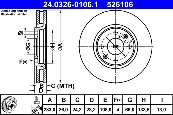 ATE 24.0326-0106.1 - Тормозной диск autospares.lv