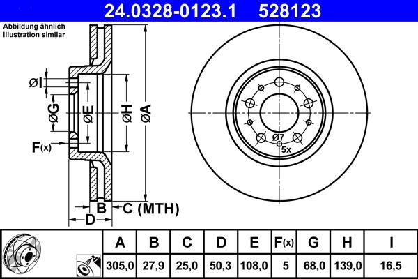 ATE 24.0328-0123.1 - Тормозной диск autospares.lv