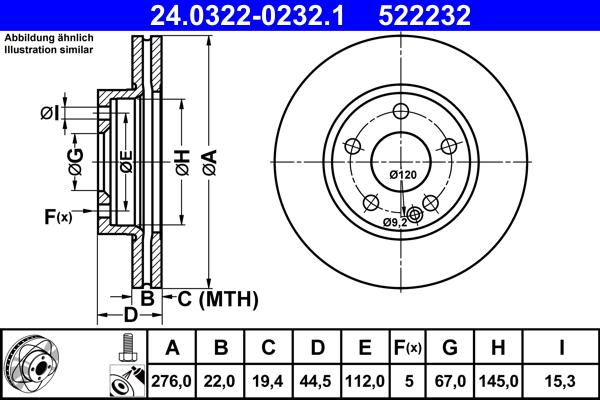 ATE 24.0322-0232.1 - Тормозной диск autospares.lv