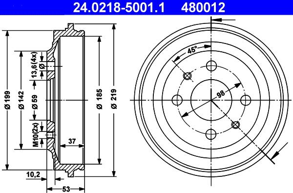 ATE 24.0218-5001.1 - Тормозной барабан autospares.lv