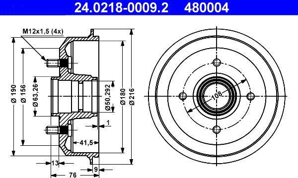 ATE 24.0218-0009.2 - Тормозной барабан autospares.lv