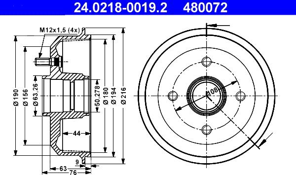 ATE 24.0218-0019.2 - Тормозной барабан autospares.lv