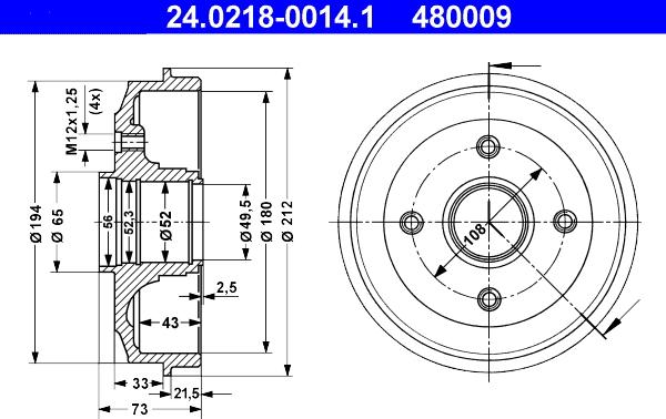 ATE 24.0218-0014.1 - Тормозной барабан autospares.lv