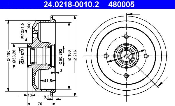 ATE 24.0218-0010.2 - Тормозной барабан autospares.lv