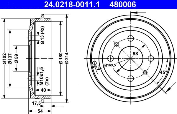 ATE 24.0218-0011.1 - Тормозной барабан autospares.lv