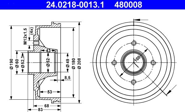 ATE 24.0218-0013.1 - Тормозной барабан autospares.lv