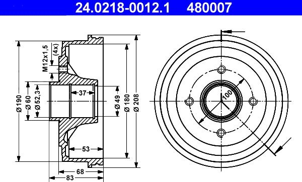 ATE 24.0218-0012.1 - Тормозной барабан autospares.lv