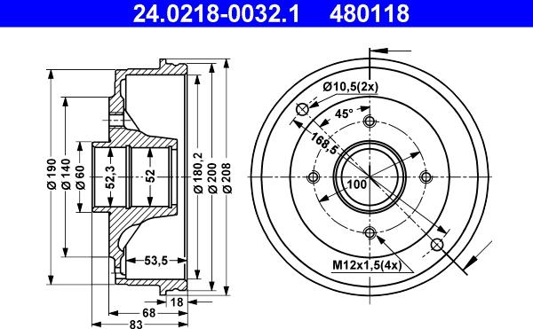 ATE 24.0218-0032.1 - Тормозной барабан autospares.lv