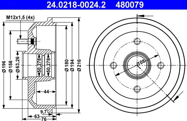 ATE 24.0218-0024.2 - Тормозной барабан autospares.lv