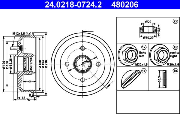 ATE 24.0218-0724.2 - Тормозной барабан autospares.lv