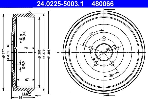 ATE 24.0225-5003.1 - Тормозной барабан autospares.lv