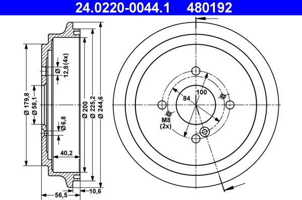 ATE 24.0220-0044.1 - Тормозной барабан autospares.lv