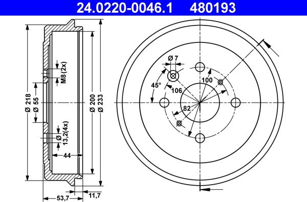 ATE 24.0220-0046.1 - Тормозной барабан autospares.lv