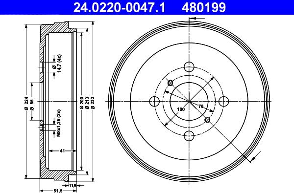 ATE 24.0220-0047.1 - Тормозной барабан autospares.lv