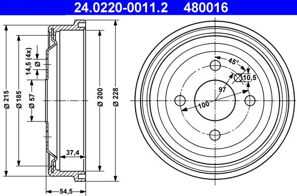 ATE 24.0220-0011.2 - Тормозной барабан autospares.lv