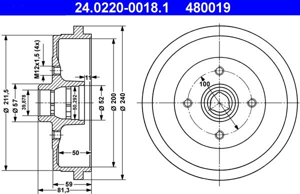 ATE 24.0220-0018.1 - Тормозной барабан autospares.lv