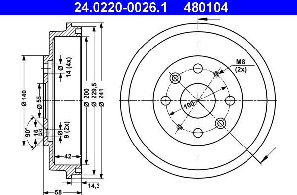 ATE 24.0220-0026.1 - Тормозной барабан autospares.lv