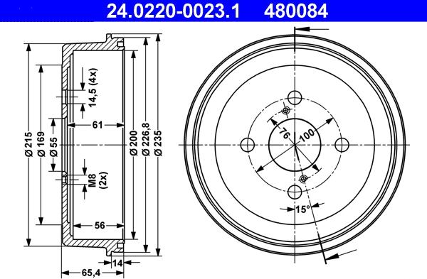 ATE 24.0220-0023.1 - Тормозной барабан autospares.lv