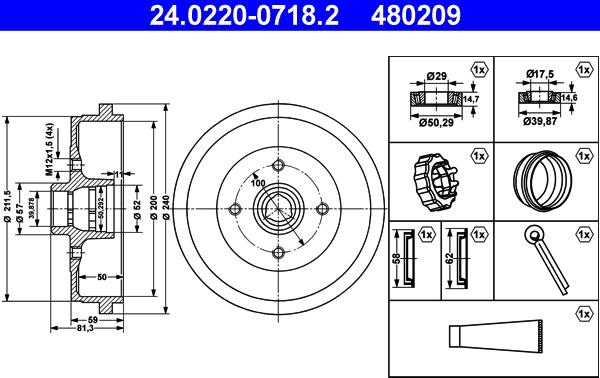 ATE 24.0220-0718.2 - Тормозной барабан autospares.lv