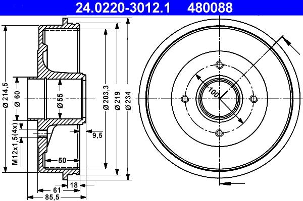 ATE 24.0220-3012.1 - Тормозной барабан autospares.lv