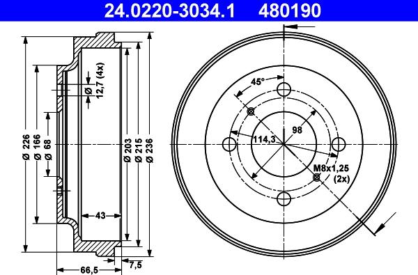 ATE 24.0220-3034.1 - Тормозной барабан autospares.lv