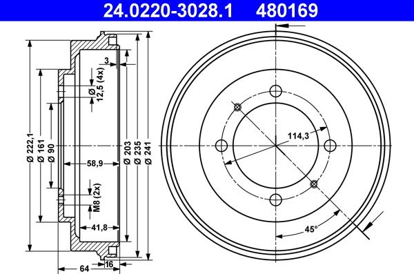 ATE 24.0220-3028.1 - Тормозной барабан autospares.lv