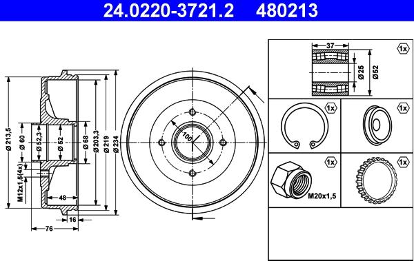 ATE 24.0220-3721.2 - Тормозной барабан autospares.lv