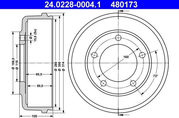 ATE 24.0228-0004.1 - Тормозной барабан autospares.lv