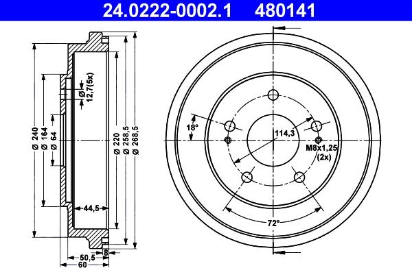 ATE 24.0222-0002.1 - Тормозной барабан autospares.lv