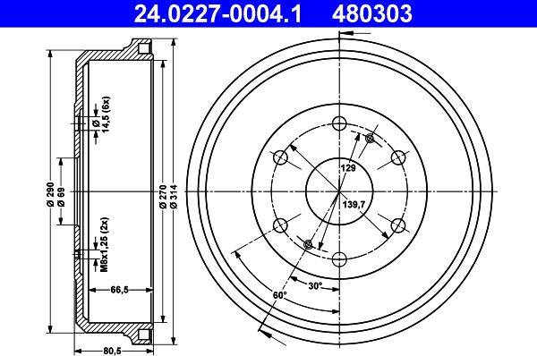 ATE 24.0227-0004.1 - Тормозной барабан autospares.lv