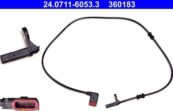 ATE 24.0711-6053.3 - Датчик ABS, частота вращения колеса autospares.lv