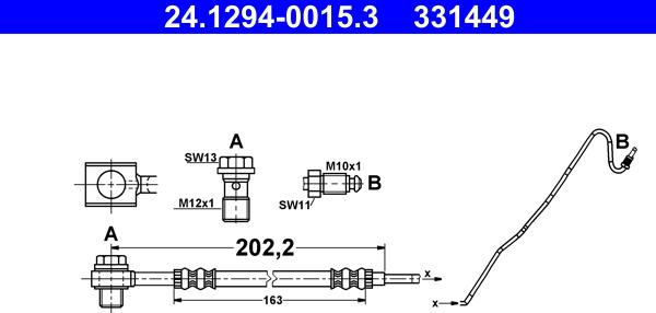 ATE 24.1294-0015.3 - Тормозной шланг autospares.lv