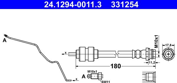 ATE 24.1294-0011.3 - Тормозной шланг autospares.lv