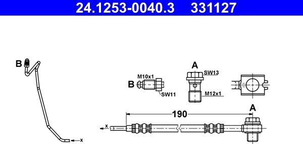 ATE 24.1253-0040.3 - Тормозной шланг autospares.lv