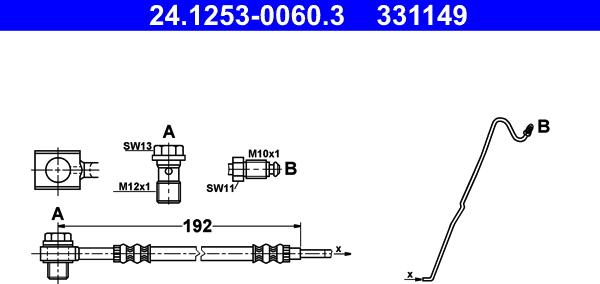 ATE 24.1253-0060.3 - Тормозной шланг autospares.lv