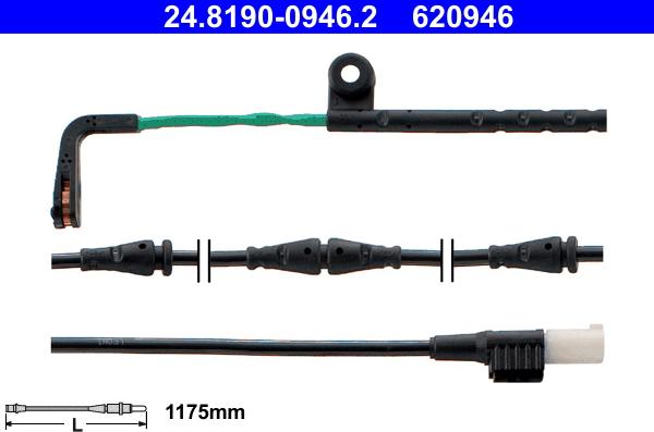 ATE 24.8190-0946.2 - Сигнализатор, износ тормозных колодок autospares.lv