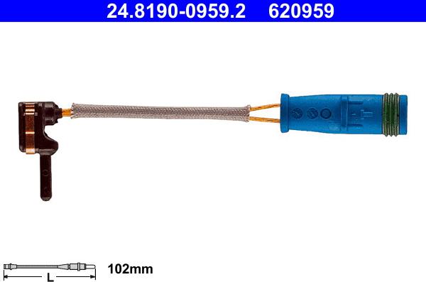 ATE 24.8190-0959.2 - Сигнализатор, износ тормозных колодок autospares.lv