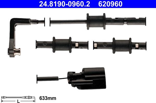 ATE 24.8190-0960.2 - Сигнализатор, износ тормозных колодок autospares.lv