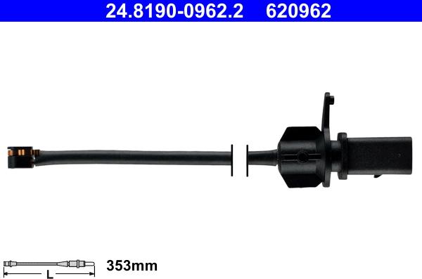 ATE 24.8190-0962.2 - Сигнализатор, износ тормозных колодок autospares.lv