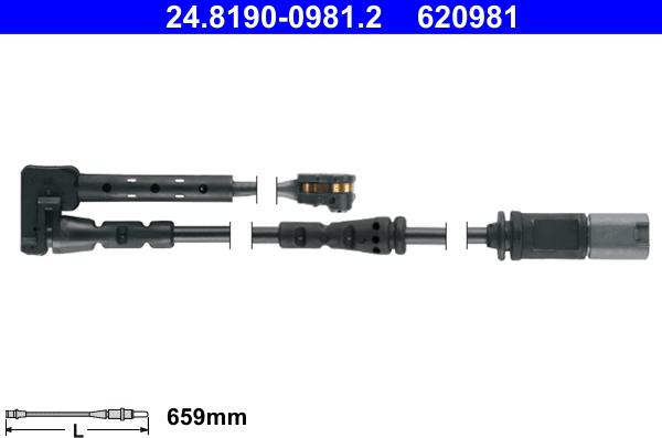 ATE 24.8190-0981.2 - Сигнализатор, износ тормозных колодок autospares.lv