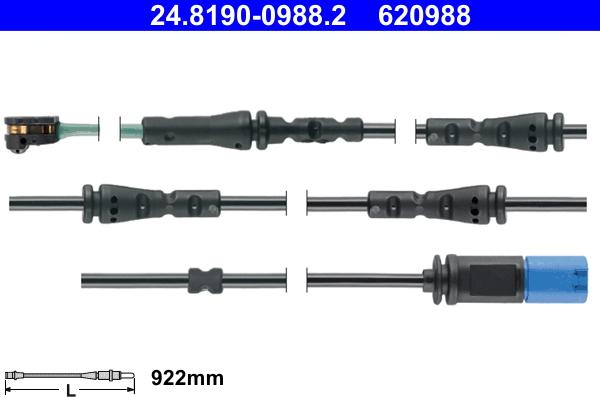 ATE 24.8190-0988.2 - Сигнализатор, износ тормозных колодок autospares.lv