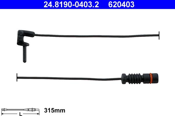 ATE 24.8190-0403.2 - Сигнализатор, износ тормозных колодок autospares.lv