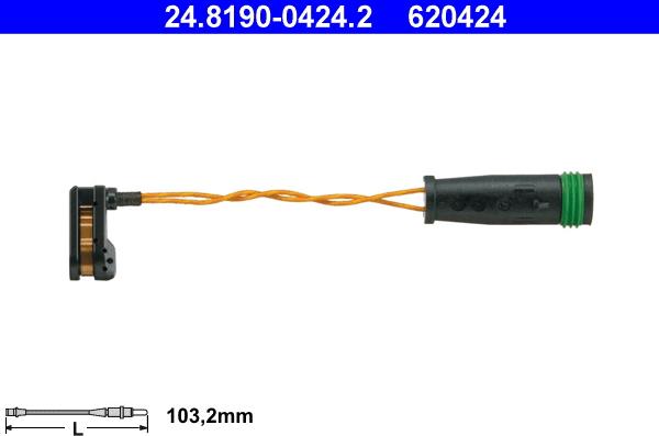 ATE 24.8190-0424.2 - Сигнализатор, износ тормозных колодок autospares.lv