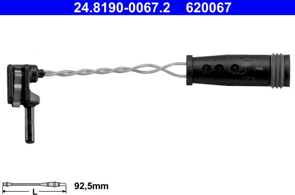 ATE 24.8190-0067.2 - Сигнализатор, износ тормозных колодок autospares.lv