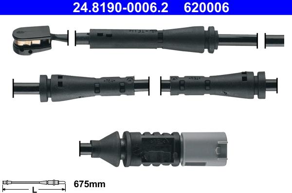 ATE 24.8190-0006.2 - Сигнализатор, износ тормозных колодок autospares.lv