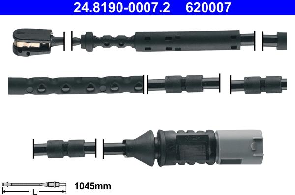 ATE 24.8190-0007.2 - Сигнализатор, износ тормозных колодок autospares.lv