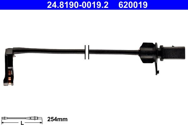 ATE 24.8190-0019.2 - Сигнализатор, износ тормозных колодок autospares.lv